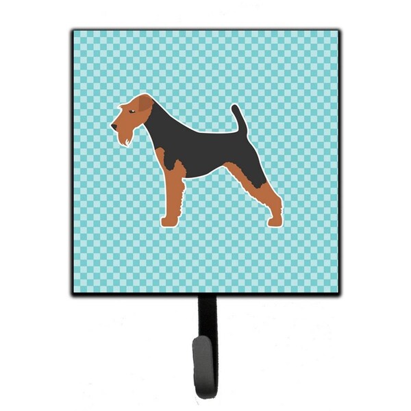 Carolines Treasures Airedale Terrier Checkerboard Blue Leash or Key Holder BB3757SH4 - main